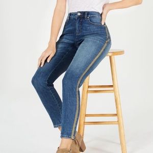 Style & Co Skinny Curvy Jeans Gold Stripe Sz 12